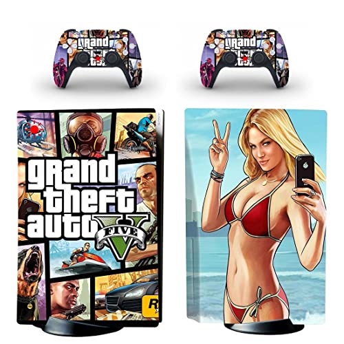 Играта Grand GTA Кражба и Стикер на кожата BAuto PS4 или PS5 за конзолата PlayStation 4 или 5 и 2 Контролери Vinyl Стикер V5737