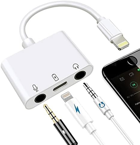Адаптер с микрофон за iPhone Светкавица за слушалки и микрофон адаптер за директно излъчване 3,5 мм Адаптер за слушалки с порт