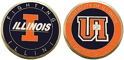 Са подбрани монета за игра на покер с логото на - Щастливата чип за Университета на Илинойс, Борба с Illini