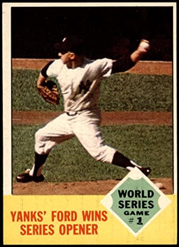 1963 Topps Baseball 142 World Series GM 1 Отличен (5 от 10) за версия Mickeys Cards