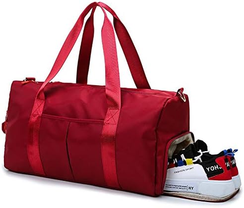Спортна Спортна чанта KARRESLY за Жени, Пътна Спортна чанта с Мокри джоб и Отделение за обувки за Занимания с Плуване и Йога (Червен)