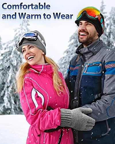 JaGely/Комплект зимни шапки-бини с Полета и ръкавици за сензорен екран, Топло Вязаная Шапка за Мъже и Жени, 4 Цвята, Един Размер