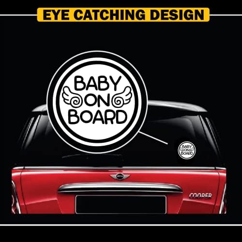 Стикер TOTOMO Baby on Board - Стикер с надпис Внимание сигурност за автомобилни стъкла, Брони - Baby Angel ALI-022