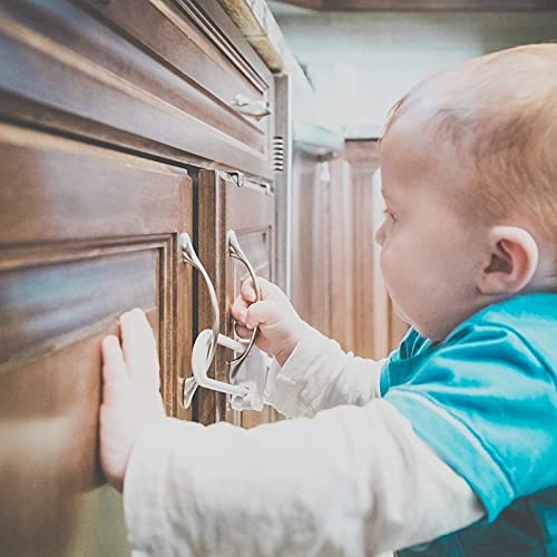 6 Опаковки U-Образна брави за плъзгащи се шкафове - богат на функции Капаче за защита на деца, Регулируеми Капаче за защита на деца, за