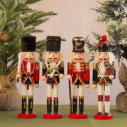 Коледен Лешникотрошачката VIGAT Комплект от 4, 11-Инчови Дървени фигури на Войници-Щелкунчика Празничен Декор на идеален за рафтове и маси