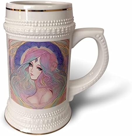 3розная жена в стил ар нуво. Приказка принцеса с розови коси и сини очи. - чаша за стейна на 22 унция (stn-376012-1)