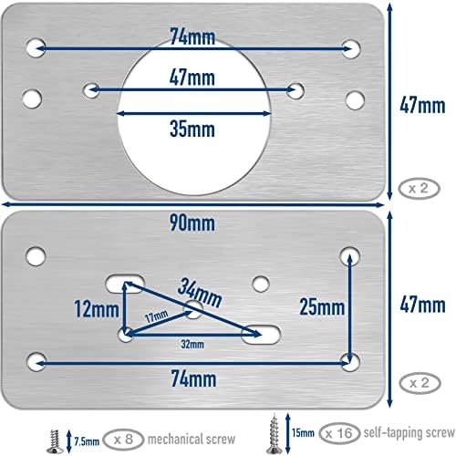 TRIMOU Удебелена плоча за ремонт на панти за многократна употреба комплект скоби за ремонт на панти от неръждаема стомана