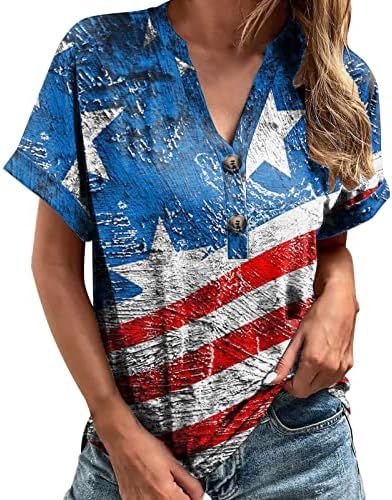 Тениска с Американския Флаг, Женска Тениска 2023, САЩ, Междузвездни ивица, на 4 юли, Тениски, Ежедневни Летни Блузи, тениски с V-образно
