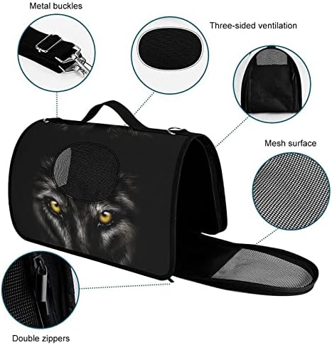 Носител на черен вълк, любимец кученце малка носене чанта за пътуване на открито спортно ходене на пазар