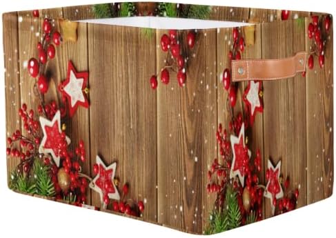 Коледна Кошница за съхранение на Xams Wood, 2 Кубчета, Сгъваема Кутия за съхранение с Дръжка, Големи Сгъваеми Играчки, Органайзер за Рафтове