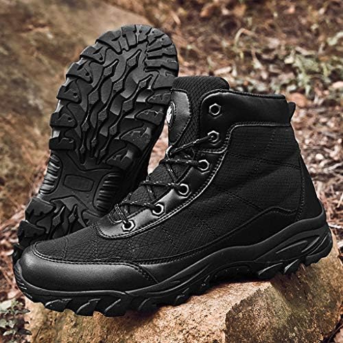 Мъжки военни обувки, тежка зима плюс кадифе топло памучен обувки, големи туристически и работни обувки