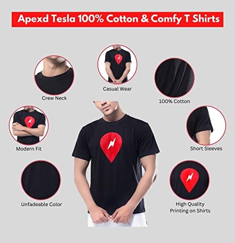 APEXD Supercharged Black Graphic Tee - Тениски с кръгло деколте и къс ръкав за мъже и жени, мъжки ризи обичайното намаляване на