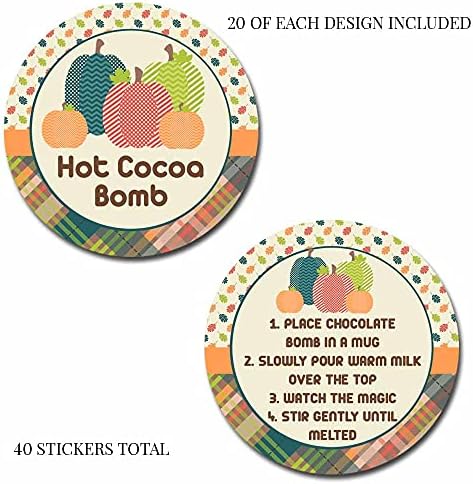 Цветни стикери-бомбочки с тема Есен тикви с горещо какао, само на 40 2-инчов кръгли етикети (20 групи от по 2 броя) от AmandaCreation