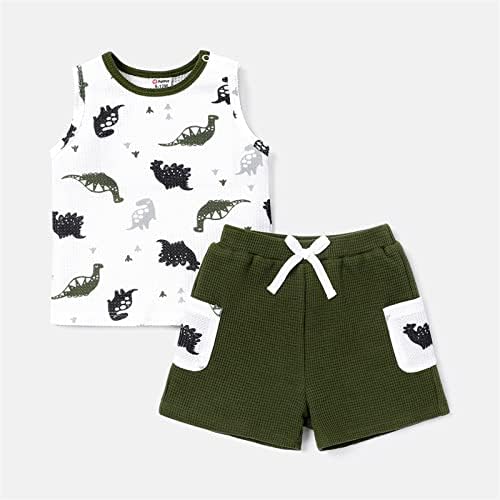 PATPAT/Облекло за малки момчета, Скъпа Риза с принтом и Шорти, 2 броя, Жилетка Без Ръкави, Топ, Комплекти дрехи За малки момчета