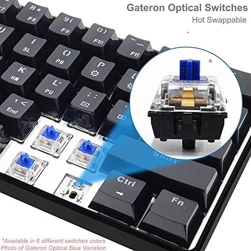 Ръчна детска клавиатура GK61 - 61 Клавиша с Многоцветни RGB подсветка, Жични Програмируеми led подсветка за PC/Mac Gamer (Gateron Optical Кафяв, бял) (обновена)