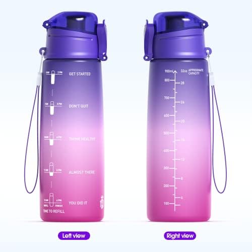 Y & 3 Мотивационни Спортна Бутилка за вода за фитнес на 32 грама С марка Време, от Тританового пластмаса, не съдържат BPA, с херметически