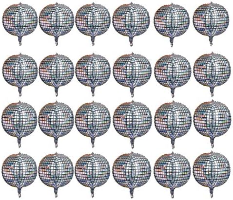 24 Опаковки, 22-Инчов Диско Топка Балон Сребърен лазер 4D Голяма Надуваема Сфера Балон от Алуминиево Фолио Silver Огледален Балон