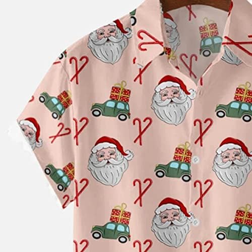 XZHDD Коледа Риза с къс ръкав за мъже, Коледни Върхове с Принтом Дядо Коледа на Копчета и Отложным яка, Риза за Домашни Партита