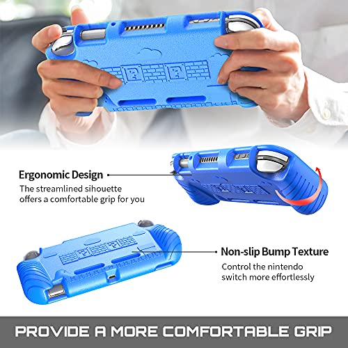 Защитен калъф LORDTEC Kids за Nintendo Switch Lite Grip Case с 6 слота за карти игра, Защитния капак с удобен ергономичен дизайн на ръкохватката,