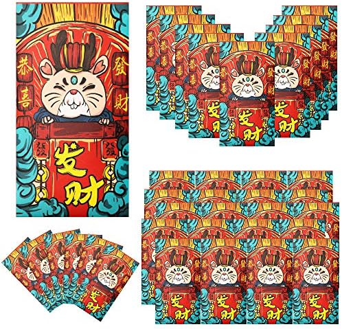 Autek 36 БР. Китайските Коледни Червени Пликове за 2020 година, Годината на Плъха, Хонг Бао, Пакети с пари на късмета си