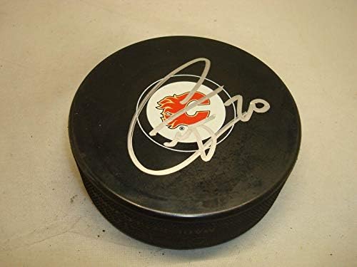 Къртис Гленкросс подписа договор с Калгари Флеймс, хокейна шайба, с автограф 1А - за Миене на НХЛ с автограф