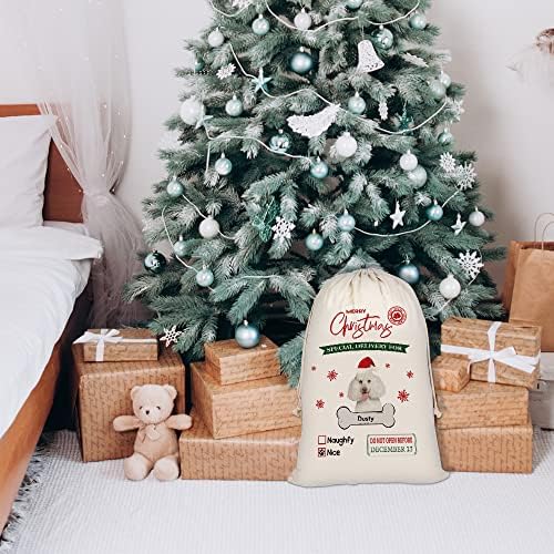 BAGEYOU Персонализирани Чанти на Дядо Коледа за Кучета, Прекрасна Чанта на Дядо Коледа за Керн Териер, Коледен подарък с