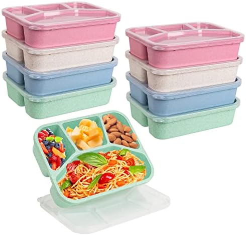 Rarapop 8 Опаковки, Контейнери за храна Bento Lunch Box за деца, Съдове за готвене и хранене с 4 Отделения и Контейнери
