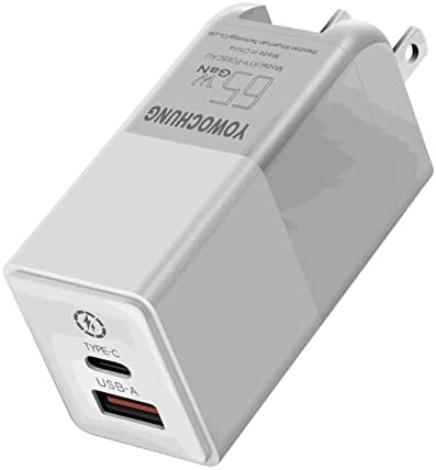 Зарядно устройство, USB C + A, YOWOCHUNG 65W GaN Tech Сгъваем адаптор за бърз стена зарядно устройство US Plug с порт за зарядно устройство