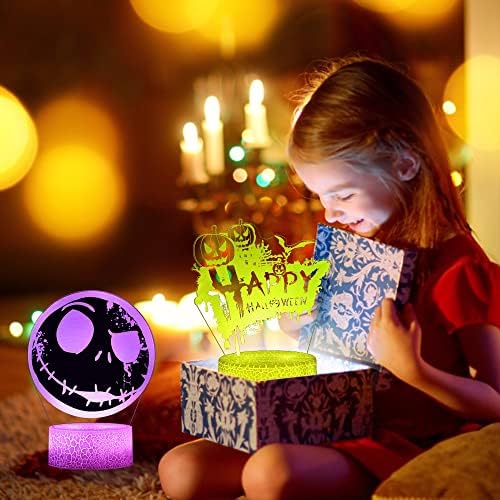 Хелоуин Джак Скеллингтон 3D Аниме Лампа,3 Модела 16 Промяна на цвета на Коледни подаръци за рожден ден.Creative осветление за децата и любителите на Джак Скеллингтона