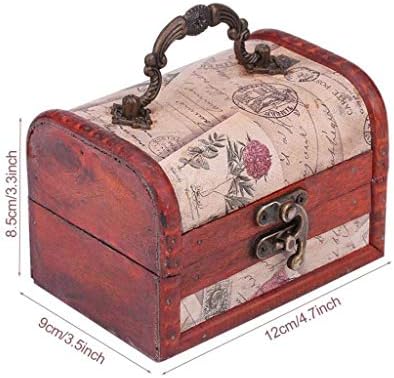 SCDHZP Реколта Ретро Дървена Ковчег с Ключалка Кутия За Съхранение на Сандъка Със Съкровището си САМ Кутия За Съхранение на