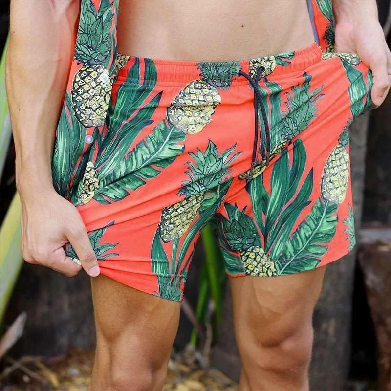 TJLSS Летни мъжки комплекти с принтом, риза за почивка на плажа с къс ръкав и Ревери, Ежедневни Панталони, Мъжки Хавайски