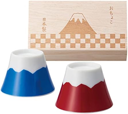 Японски Комплект за саке Fuji Mountain Керамични Чашки за саке в Изящна кутия за подарък, Произведено в Япония Комплект от 2