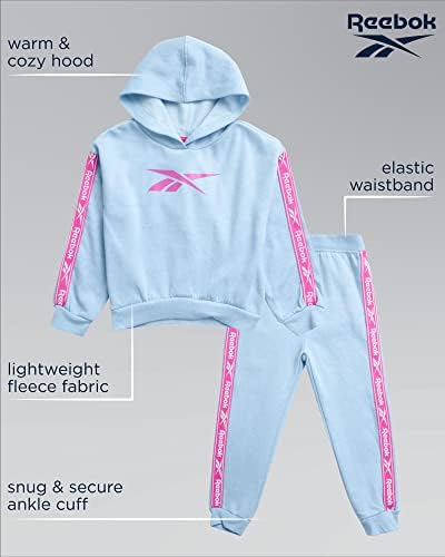 Комплект спортни костюми за момичета Reebok - Руното hoody с качулка от 2 теми и спортни панталони за джогинг (Размер: 2T-6X)