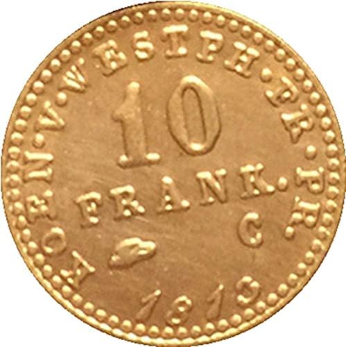 1813 Френски монети Мед Злато Антични Монети Занаяти Колекция от монети Възпоменателна Монета