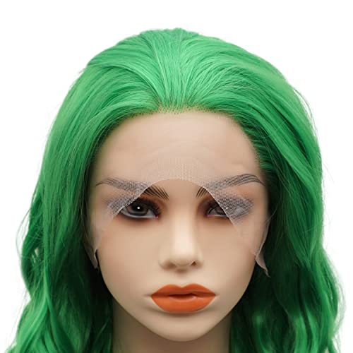 Синтетични перука на дантели LUSHY BEAUTY Hair, вълнообразни, дълъг, 26 инча, зелен, с висока плътност, огнеупорни, реалистичен перука