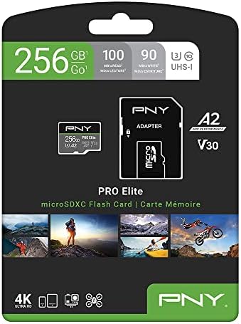 Флаш карта памет на PNY 256GB PRO Elite Class 10 U3 V30 microSDXC - на 100 Мб/с, клас 10, U3, V30, A2, 4K UHD, Full HD, UHS-I, micro
