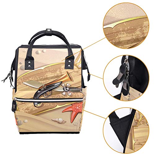 Раница-чанта за Памперси LORVIES Beach Starfish Gun, Многофункционална Чанта За Пътуване с Голям Капацитет
