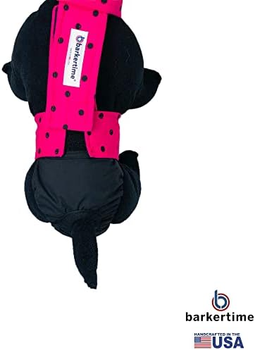 Гащеризон за кучета Barkertime в Розово на Точки на черен фон, Водоустойчив, който предпазва от Издънки. Премиум-клас, XL, Без дупка за