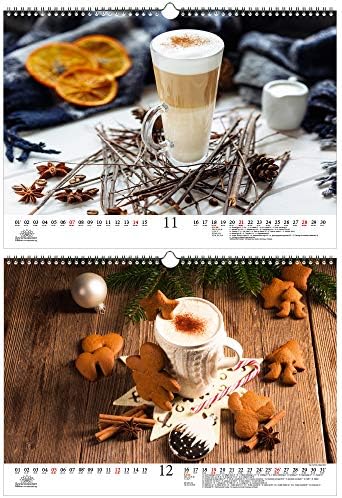 Подаръчен комплект Coffee Magic DIN A3 Calendar за 2021 година включва 1 Календар, 1 коледна и 1 поздравителна картичка (общо 3 броя).