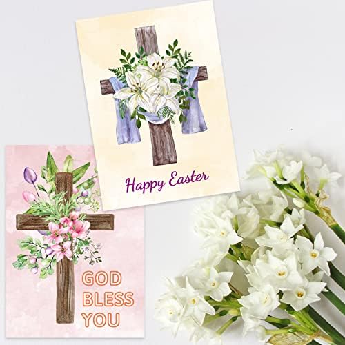 Религиозни Великденски Картички, 16 Опаковки, Поздравителна Картичка Той Възкръсна Асорти Празни пощенски Картички с Конвертами за християни