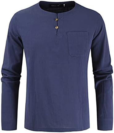ZDDO/ Мъжки Ризи с дълъг ръкав, есенни Тениски без яка и копчета, Ризи в стил хипи, обикновена плътно прилепнали спортни Тениски