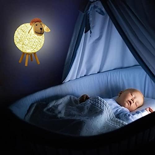 JYDQM Сладък Led нощна светлина Креативна Настолна Лампа от Овче Ратан USB нощна светлина за Дома, Детска Стая, Спалня и