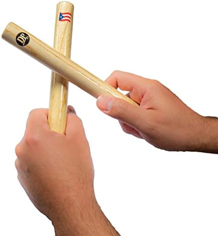 Набор от ръчни ударни музикални инструменти DP Music - Включва: 1 Чифт 8-инчов ритъм-на пръчици, дървени ключове с флага Пуерто Рико и 1 чифт шейкеров за разбиване на яйца