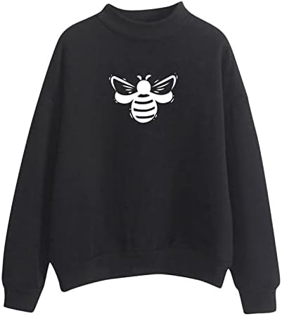 Oplxuo/ Дамски Hoody с Хубаво Шарките на Пчелите, Модни и Ежедневни Риза, Върхове, Обикновен Пуловер с Дълъг Ръкав и Имитация на Шията