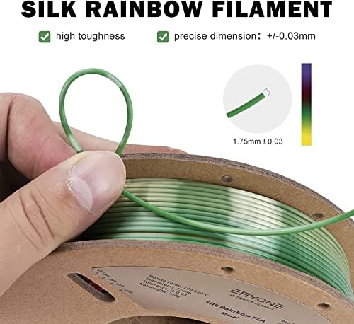 Конци за 3D-принтер, Конци ERYONE Silk Rainbow PLA 1,75 мм, с наклон Пет цвята, Съвместима с 3D-принтер FDM