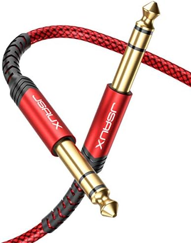 JSAUX 1/4-Инчов Китара Инструментален кабел 4 фута, 6,35 мм (1/4) TRS - 6,35 мм (1/4) TRS Стерео аудио кабел между фоно свещи Права