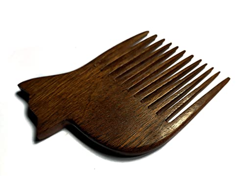 Гребен във формата на котка Plai Na /Дървени Афро–гребен за жени и мъже - Дървена Афро-гребен за естествени Черни коса, Без