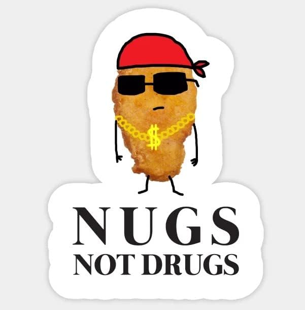Nugs Not Drugs Забавен Стикер за Търговеца Nugget Стикер на Камион, Прозорец, Автомобил, Стена, Лаптоп, Водоустойчив Винил Стикер