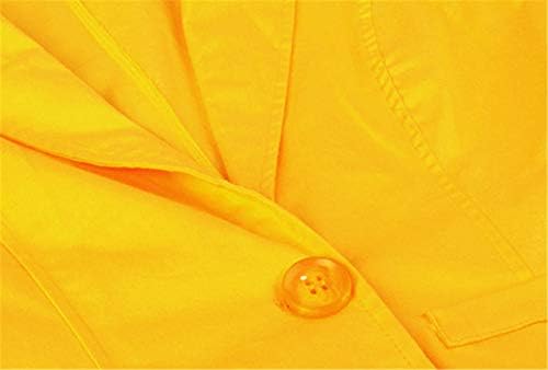 Andongnywell / Жена Обикновен Гащеризон С джобове копчета, Однотонная яке за бизнес преговори, Официално облекло (жълт, Голям размер)