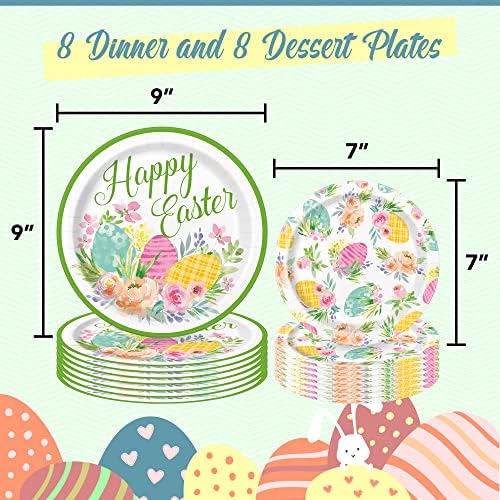 Уникален набор от съдове за готвене Happy Easter Dinnerware Чиния за вечеря и Десерт, Салфетки за закуска и напитки - Великден,